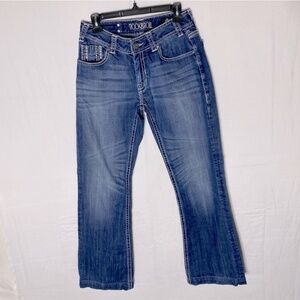 Rock & Roll Cowgirl Med Wash Mid Rise Boot Cut Jeans 29
